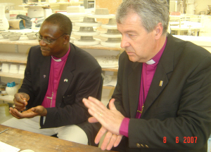 Archbishop Josiah and Bishop Jackson assisting at Belleek Pottery