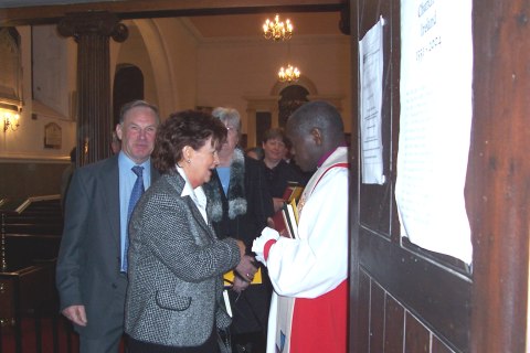 Dr Sentamu greets members of the congregation